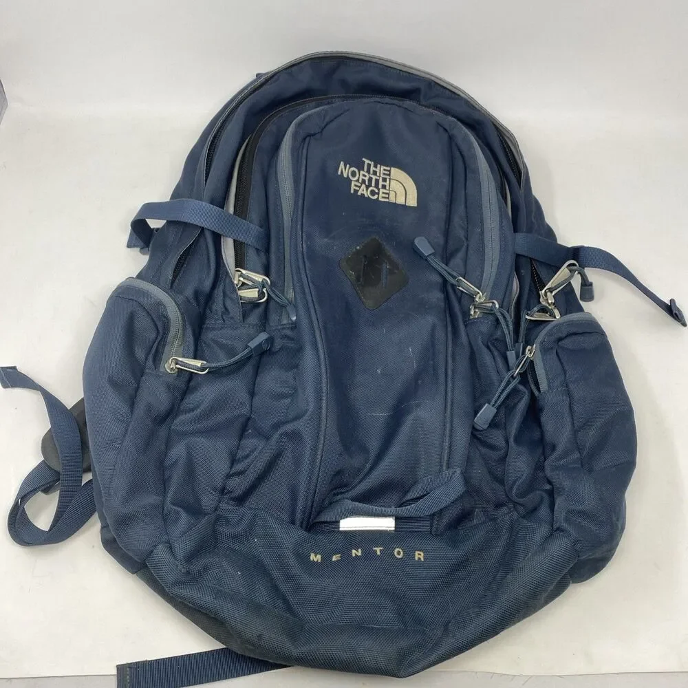 The North Face Mentor Backpack School Camping Hiking Bookbag Navy Blue
